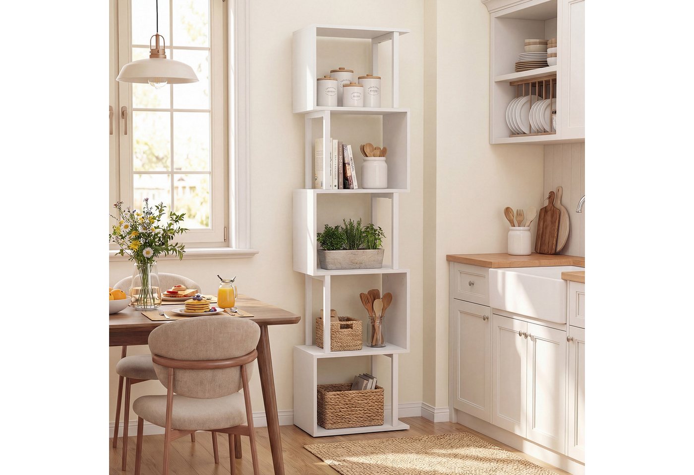 COSTWAY Bücherregal, 5 stöckiges geometrisches, mit Metallrahmen, Kippschutz Bild 4