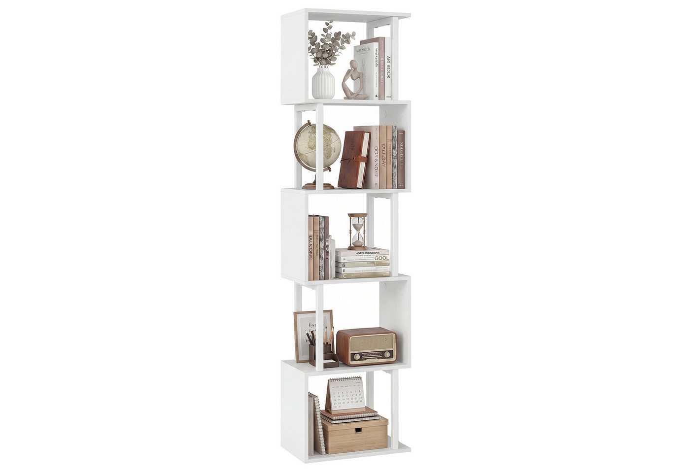 COSTWAY Bücherregal, 5 stöckiges geometrisches, mit Metallrahmen, Kippschutz Bild 5