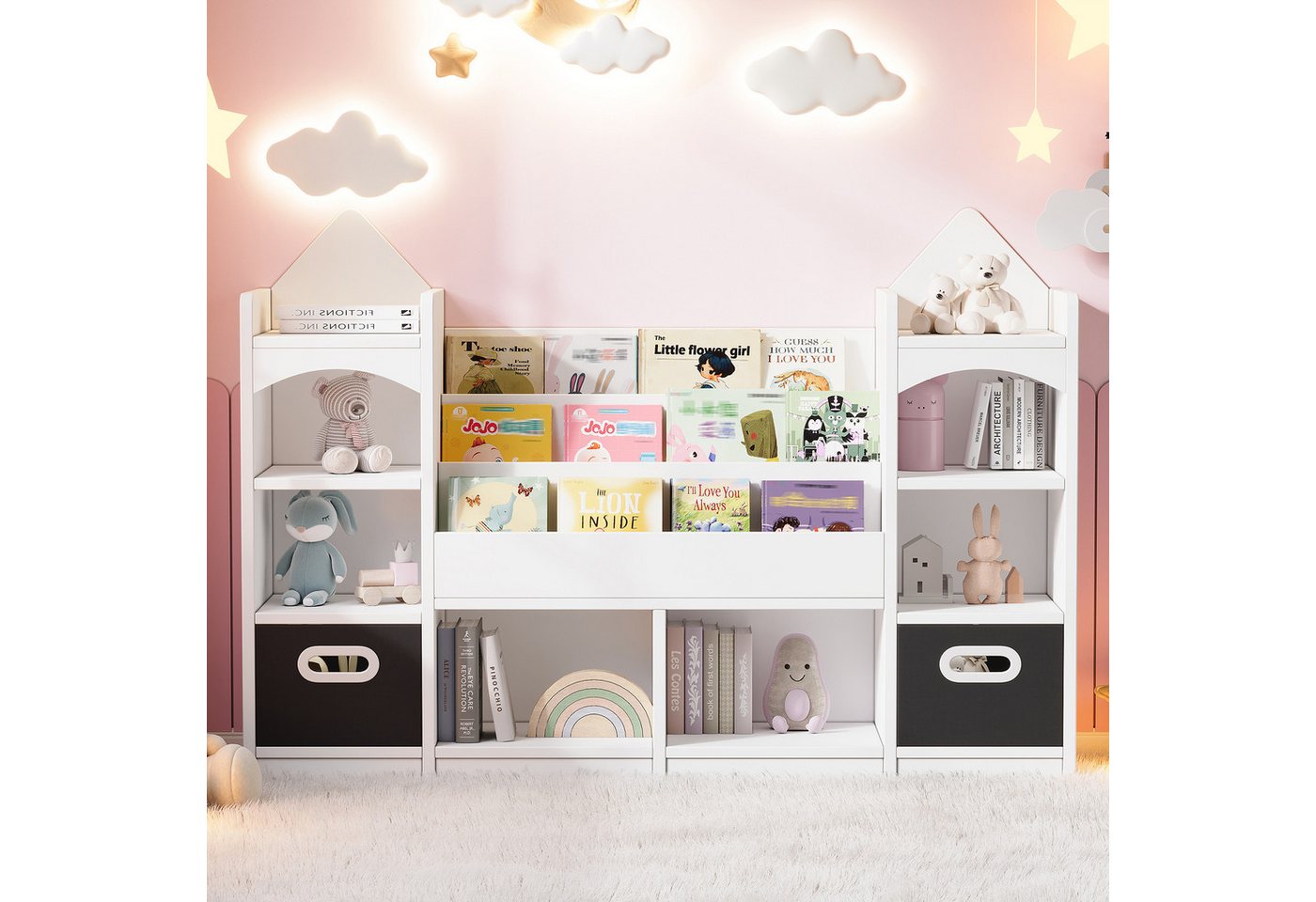 Flieks Bücherregal, 1-tlg., Spielzeugregal Kinderbuchregal mit 2 klappbaren Aufbewahrungsboxen Bild 3