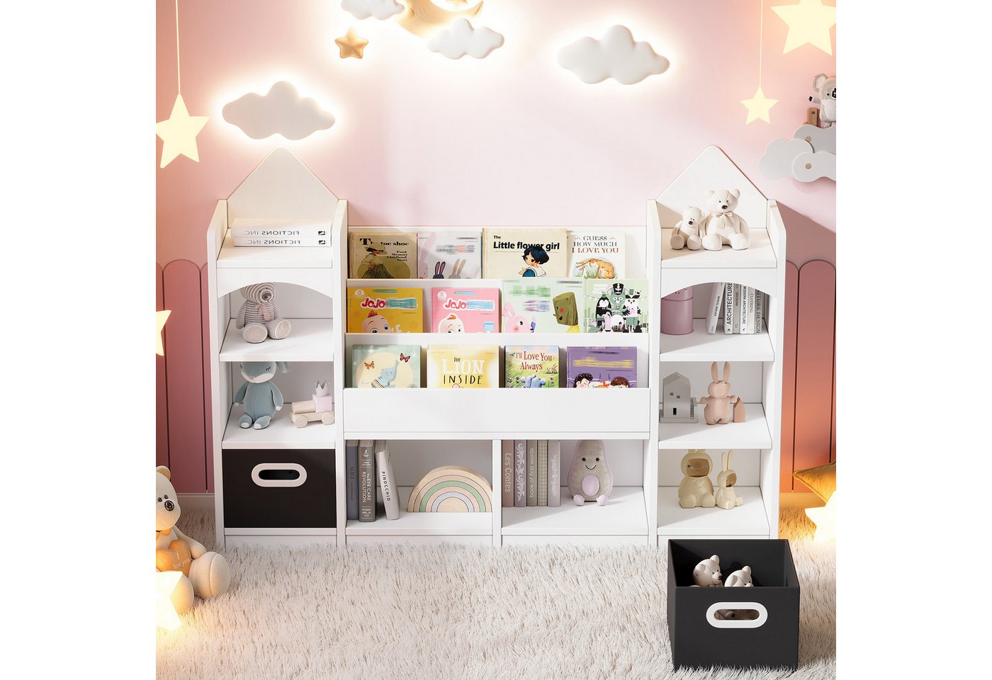 Flieks Bücherregal, 1-tlg., Spielzeugregal Kinderbuchregal mit 2 klappbaren Aufbewahrungsboxen Bild 5