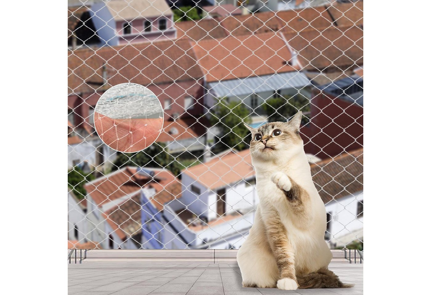 Agger Schutznetz ransparent Vogelschutznetz, Transparentes Katzenschutznetz für Katzen, BxL: 3x6 m