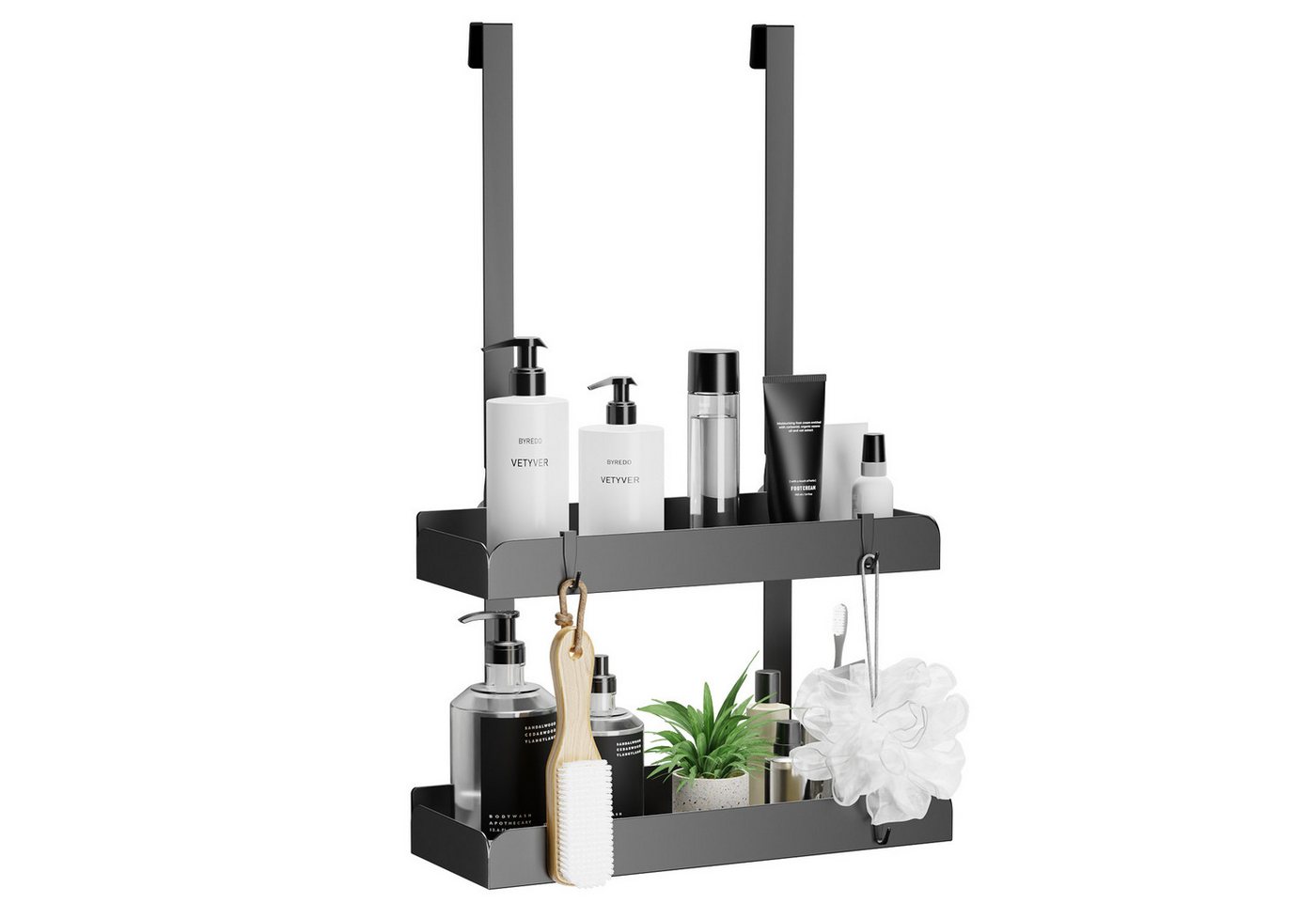 niffgaff Duschablage Wandregal ohne Bohren zum Hängen aus Edelstahl, Badregal mit 4 Haken, 1-tlg., Praktischer Organizer mit 4 Haken für Shampoo und Duschutensilien Bild 3