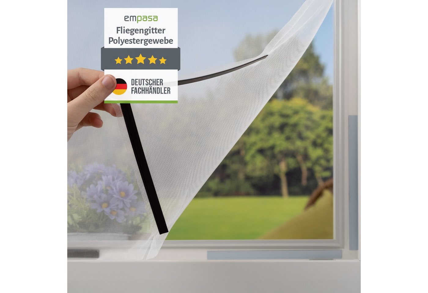 empasa Insektenschutz-Fensterrahmen mit Magnet-Befestigung, (3-St), Polyester Fliegengitter Fenster mit Magnet