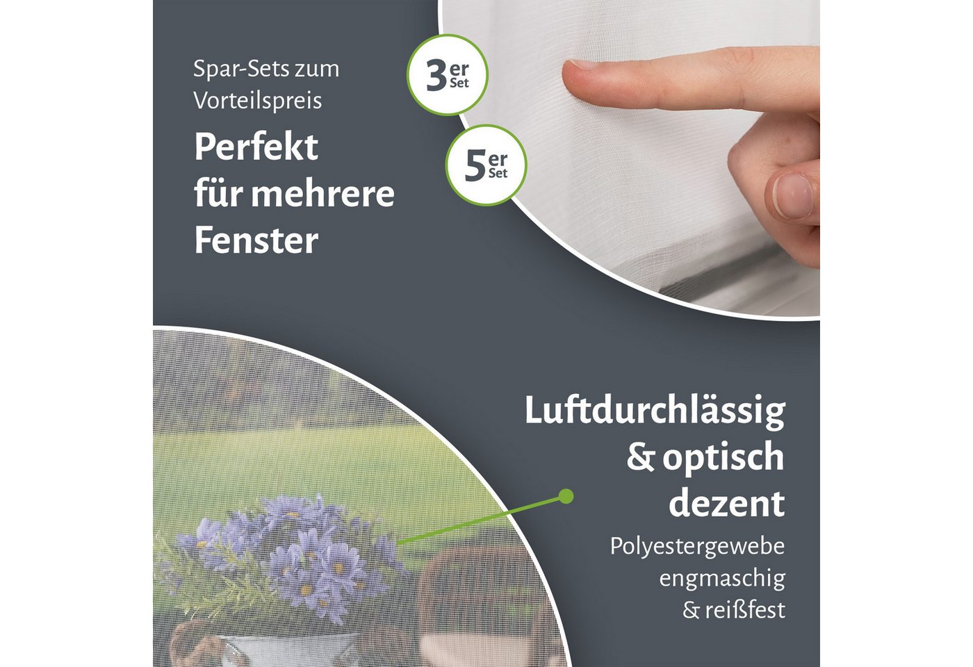 empasa Insektenschutz-Fensterrahmen mit Magnet-Befestigung, (3-St), Polyester Fliegengitter Fenster mit Magnet Bild 4