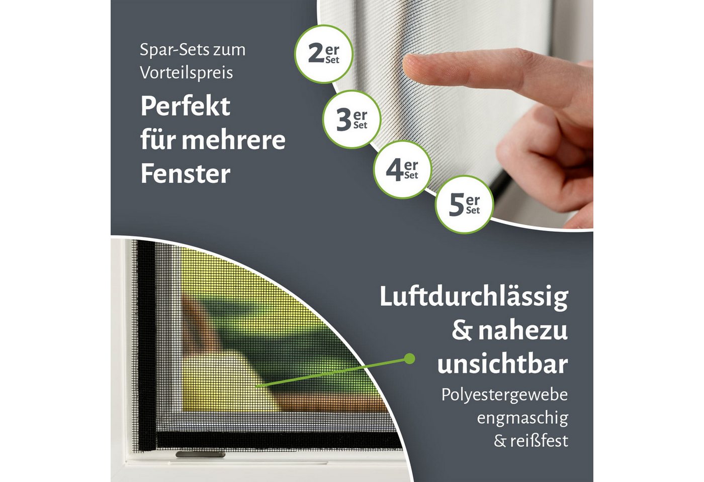 empasa Insektenschutz-Fensterrahmen mit Klettband, (1-St), Polyester Fliegengitter Fenster mit Klettband Bild 3