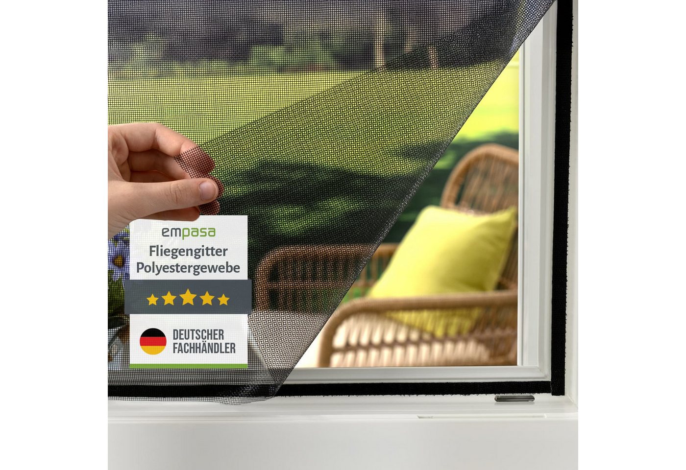 empasa Insektenschutz-Fensterrahmen mit Klettband, (1-St), Polyester Fliegengitter Fenster mit Klettband Bild 4