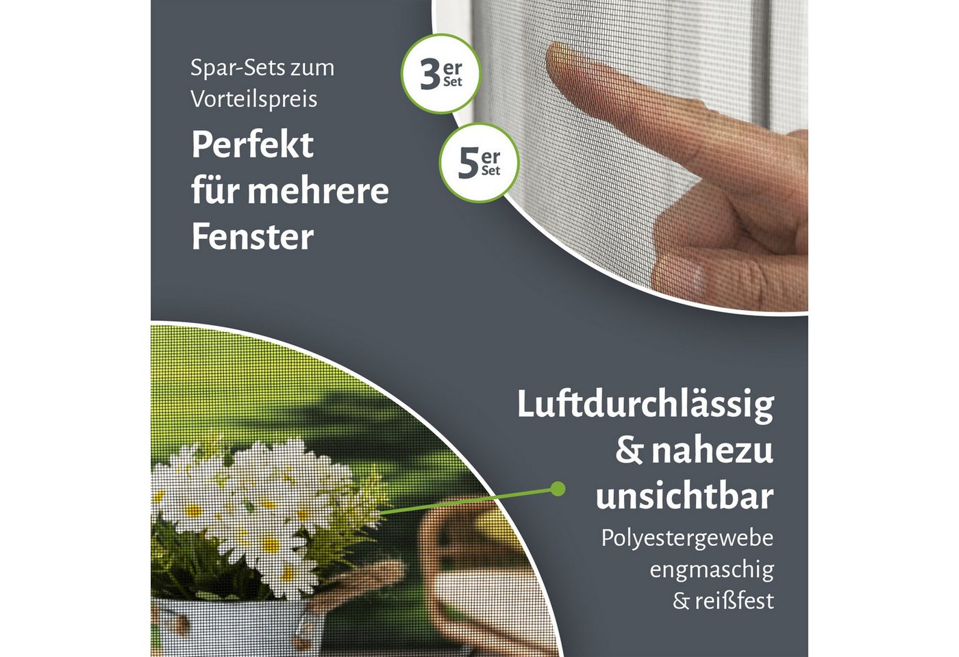 empasa Insektenschutz-Fensterrahmen mit Magnet-Befestigung, (5-St), Polyester Fliegengitter Fenster mit Magnet Bild 2