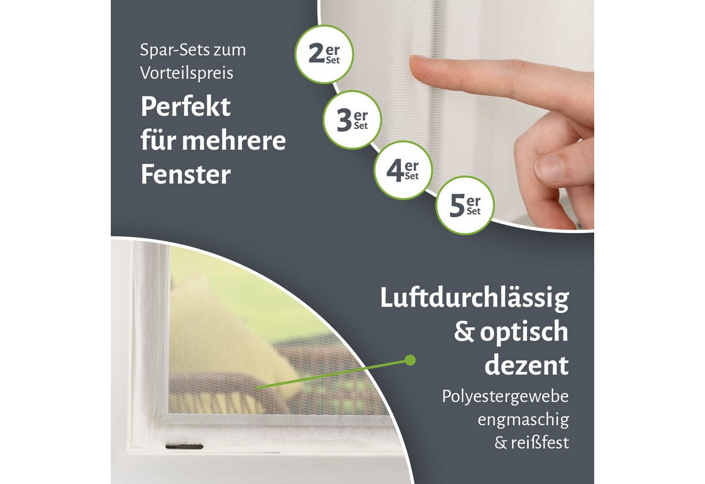 empasa Insektenschutz-Fensterrahmen mit Klettband, (2-St), Polyester Fliegengitter Fenster mit Klettband Bild 5