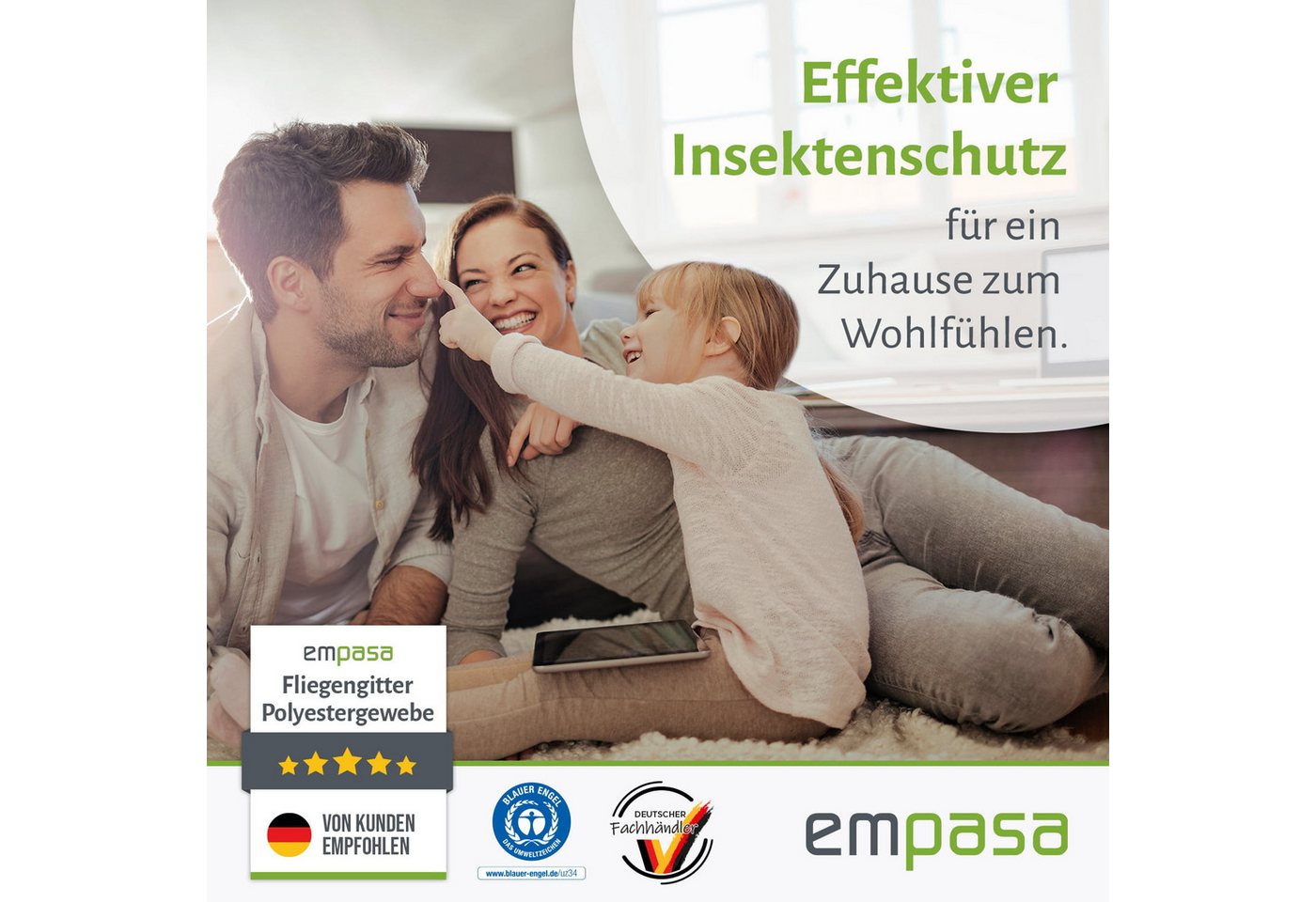empasa Insektenschutz-Fensterrahmen mit Klettband, (3-St), Polyester Fliegengitter Fenster mit Klettband Bild 3