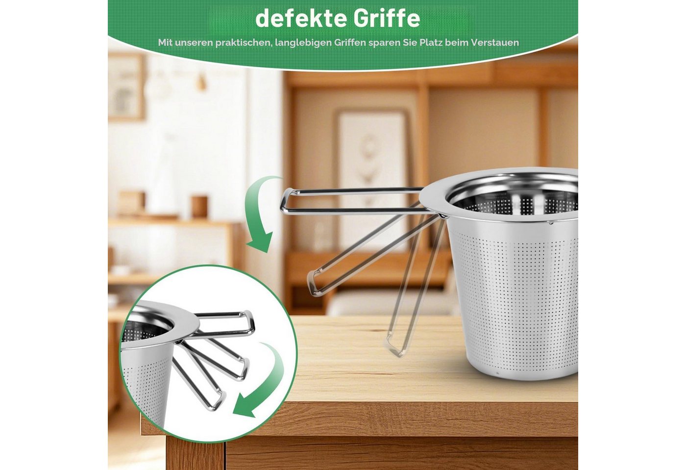AFKSMILE Teesieb 2 Stück Teesieb für Losen Tee, 304 Edelstahl Teefilter mit Deckel, (2-St), Teefilter mit Klappgriff für Teekannen, Tassen, Wiederverwendbar Bild 5