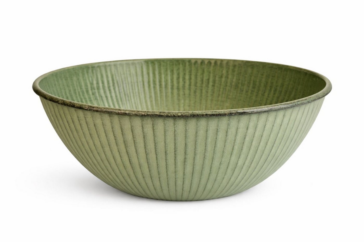 finehomegarden Pflanzschale Schale Metall lackiert grün Ø44,5cm H21cm Wasserwanne Miniteich (1 St), Teichwanne Pflanzschale Garten Bild 2