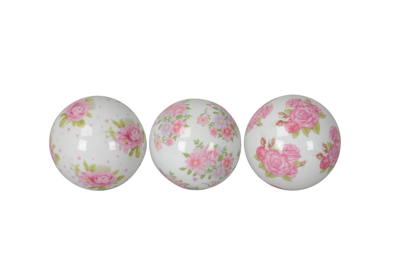 finehomegarden Teichfigur Schwimmkugel weiß/rosa Ø8cm/Ø10cm Blüten Porzellan 3er Set Deko, (Set, 3-St., 3tlg), Schwimmende Deko Kugeln für Teich & Wasserschalen 2Größen wählbar Bild 3