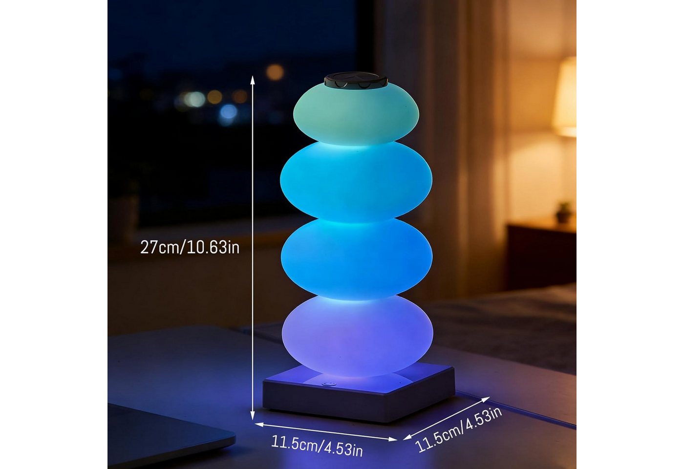 ibettertec Nachttischlampe LED Touch-Nachttischlampe im Süßigkeitenkürbis-Design, RGB Ambientelicht mit Farbwechsel, USB-Tischlampe für Schlafzimmer, RGB Ambientelampe, Wohnzimmer & Halloween-Dekoration, Warmes Stimmungslicht,Stimmungslicht für Schlafzimmer