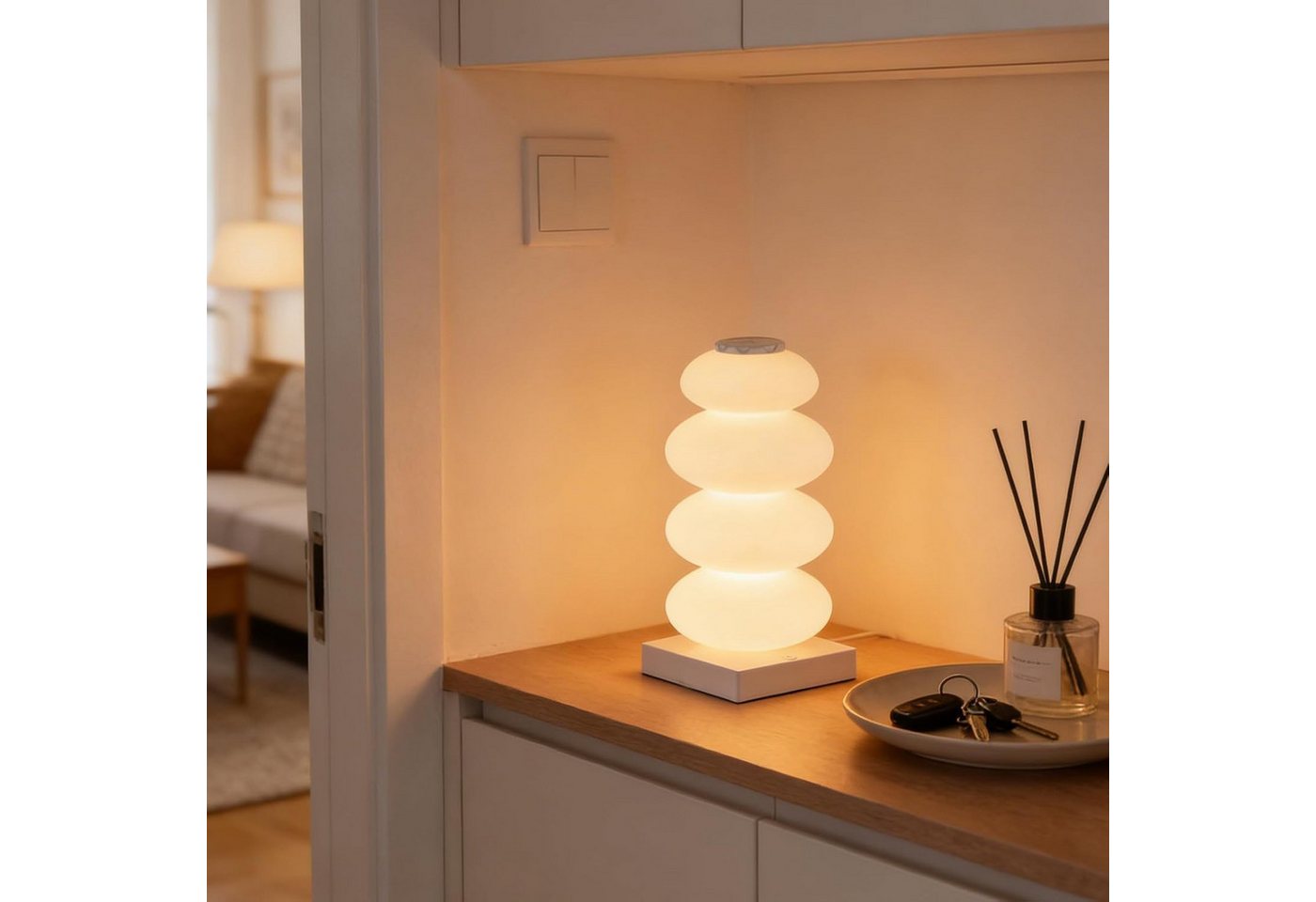 ibettertec Nachttischlampe LED Touch-Nachttischlampe im Süßigkeitenkürbis-Design, RGB Ambientelicht mit Farbwechsel, USB-Tischlampe für Schlafzimmer, RGB Ambientelampe, Wohnzimmer & Halloween-Dekoration, Warmes Stimmungslicht,Stimmungslicht für Schlafzimmer Bild 2