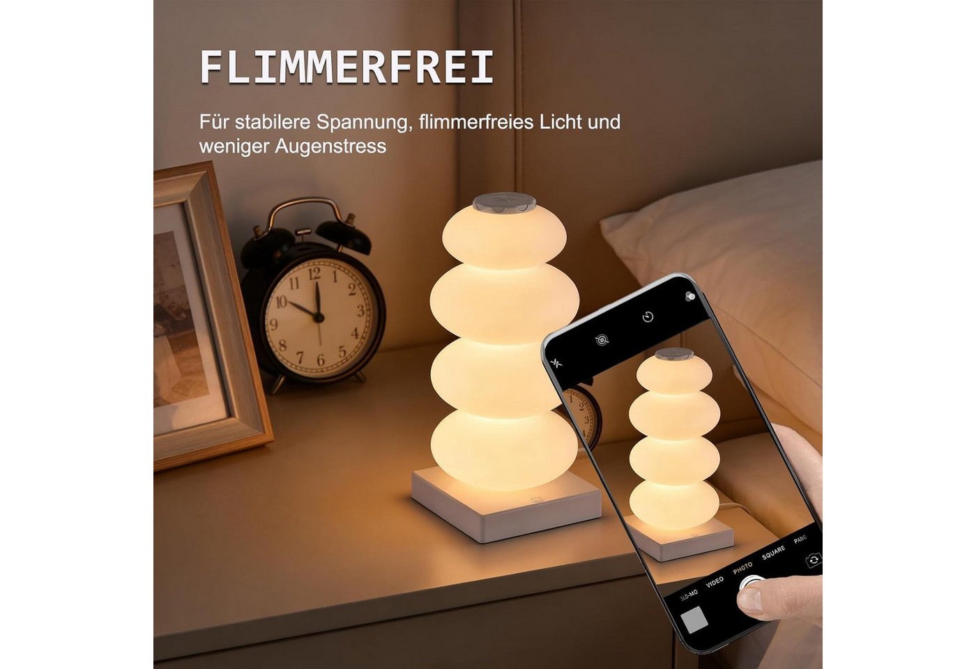 ibettertec Nachttischlampe LED Touch-Nachttischlampe im Süßigkeitenkürbis-Design, RGB Ambientelicht mit Farbwechsel, USB-Tischlampe für Schlafzimmer, RGB Ambientelampe, Wohnzimmer & Halloween-Dekoration, Warmes Stimmungslicht,Stimmungslicht für Schlafzimmer Bild 5