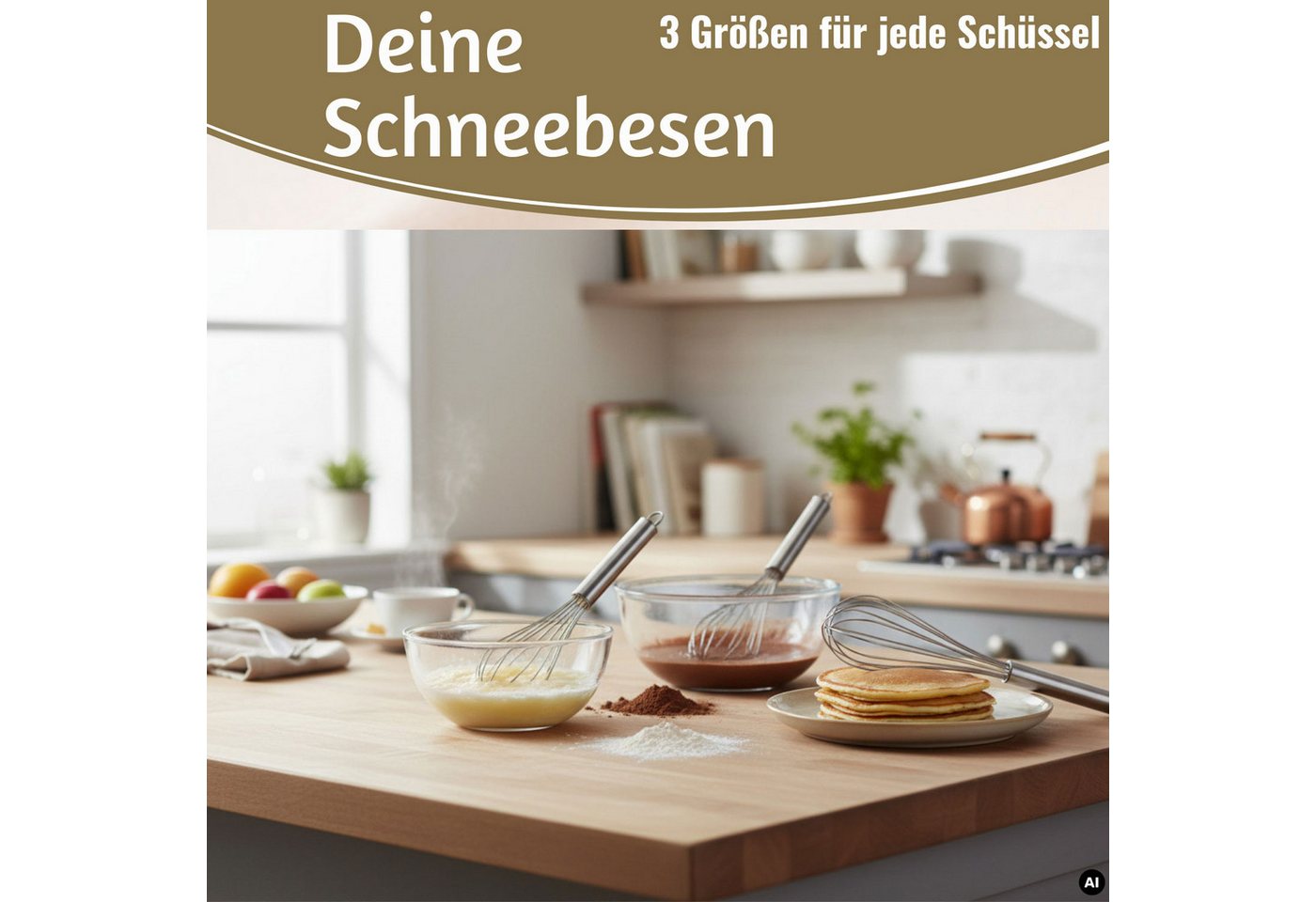 LS-LebenStil Schneebesen Edelstahl Rührbesen 3´er Set 21cm 26cm 31cm mit Aufhängeöse, Küchenhelfer zum Backen, Kochen, für Saucen, Teig, Sahne und Eier Bild 5