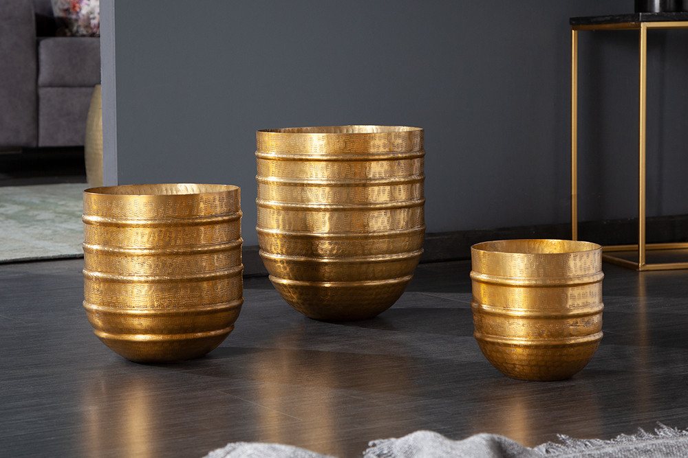 riess-ambiente Übertopf ORIENT gold (Set, 3 St), Vase · für Pflanzen · Metall · Handarbeit · Dekoration
