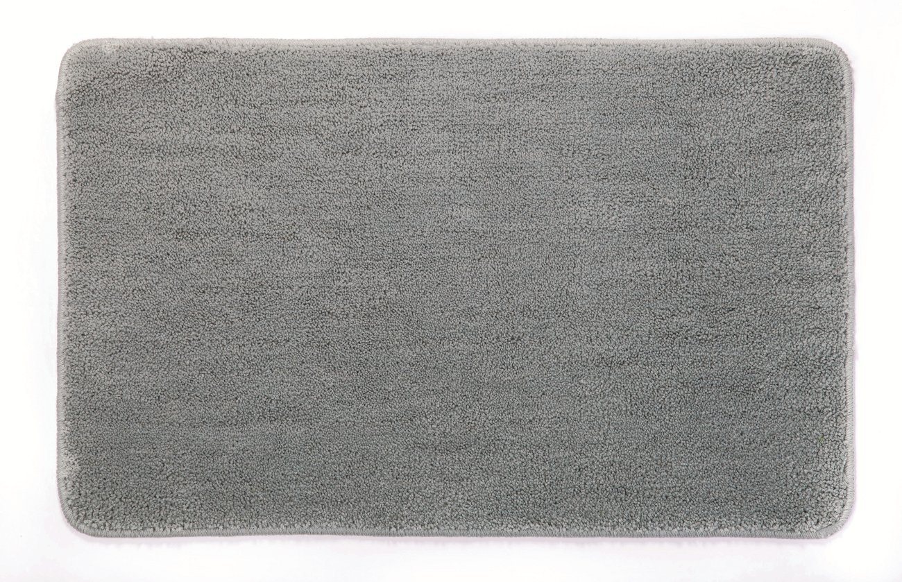spirella Badematte ROSARIO, rechteckig, Höhe: 12 mm, Badteppich Velours, 100% Polyester Microfaser, Anti-Rutsch Beschichtung, für Fussbodenheizung geeignet, waschbar 30°, schnelltrocknend, 50 x 80 cm, grau Bild 2