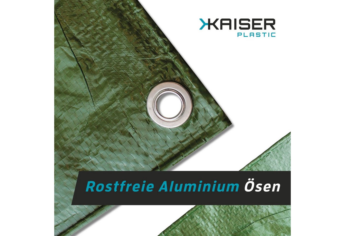 Kaiser plastic Schutzplane Abdeckplane mit Ösen, Extra Robust, 120g/m2 Gewebeplane, wasserdicht - UV-beständig Bild 4