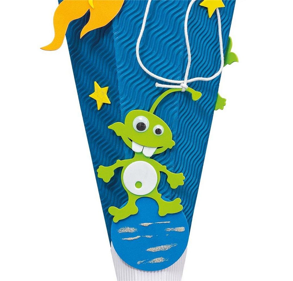 Roth Schultüte Basteltüte Space, 68 cm, eckig, mit weißem Kreppverschluss, Zuckertüte zum Basteln