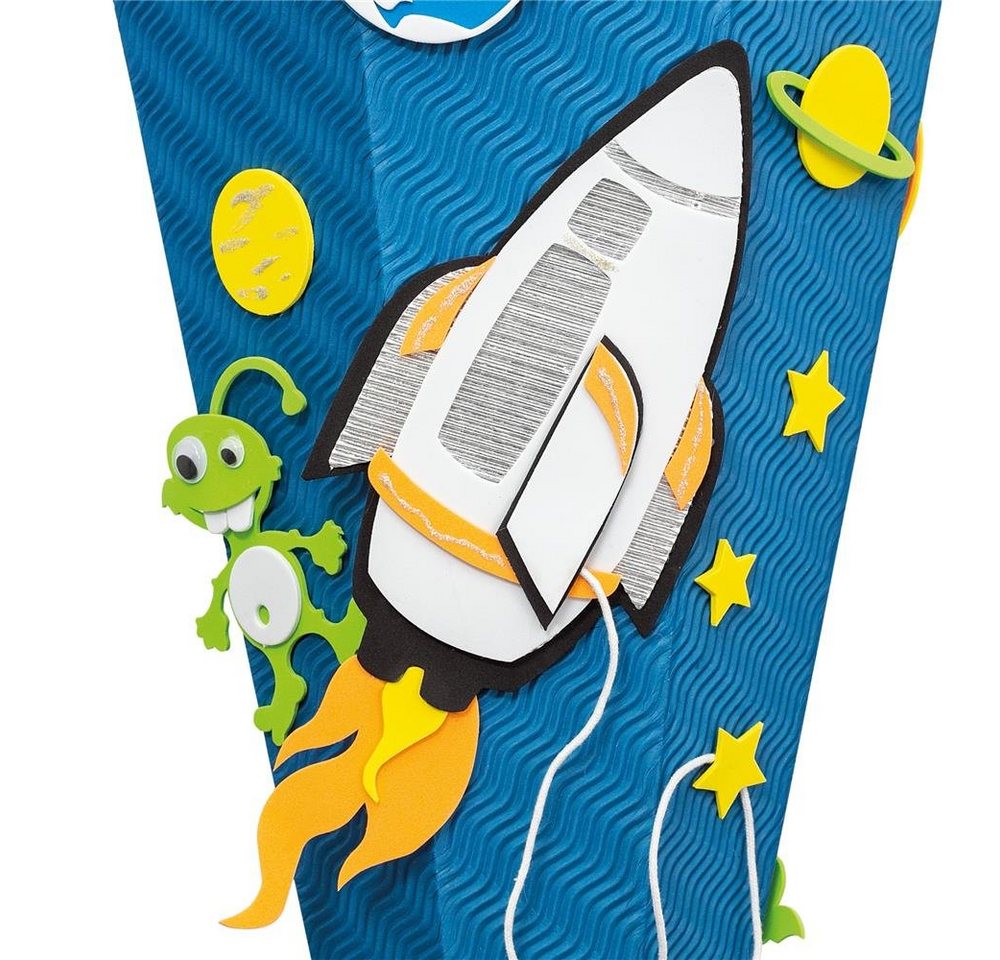 Roth Schultüte Basteltüte Space, 68 cm, eckig, mit weißem Kreppverschluss, Zuckertüte zum Basteln Bild 3