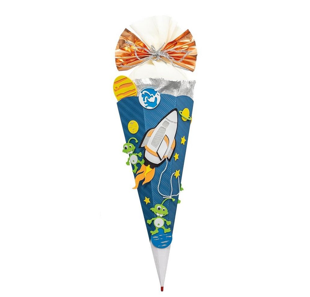 Roth Schultüte Basteltüte Space, 68 cm, eckig, mit weißem Kreppverschluss, Zuckertüte zum Basteln Bild 4
