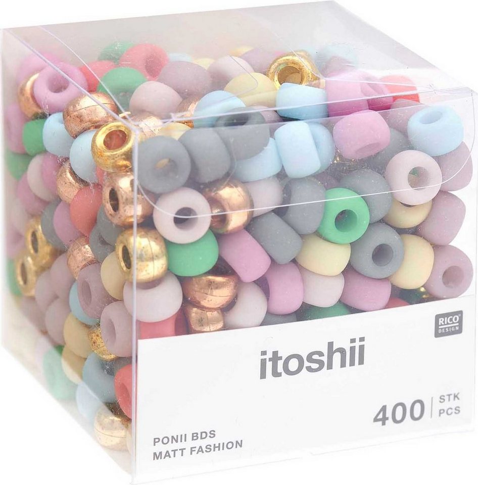 Rico Design Bastelperlen itoshii Perlenmix Ponii Beads, 400 Stück