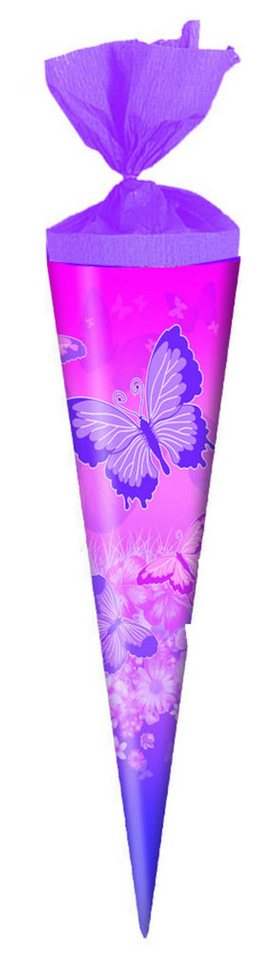 Verpackungsmittel GmbH Markneukirchen Schultüte Schultüte / Zuckertüte / Länge: 35cm / rund / "Schmetterlinge