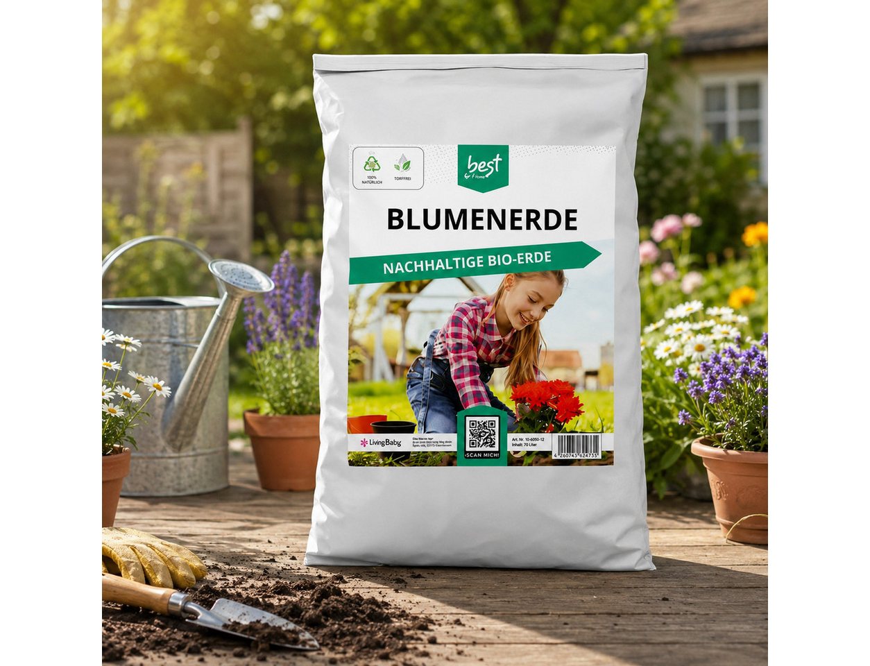 Best for Home Bio-Erde Bio-Blumenerde – Torffrei, für Zimmer- & Balkonpflanzen Blumenerde, mit Organische Pflanzerde, (Einzelartikel, 1-St., 20L / 50L Sack), Bio und torffrei, ideal für Blumenbeete und Kübel Bild 5