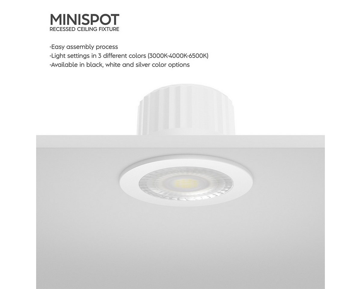 Braytron LED Einbaustrahler Minispot kleiner Einbauleuchte 44mm IP54 Bad inklusive 3 Blenden, LED fest integriert, Neutralweiß, Leistungsstark, Klein, Schwarz, Weiß, Silber Bild 4