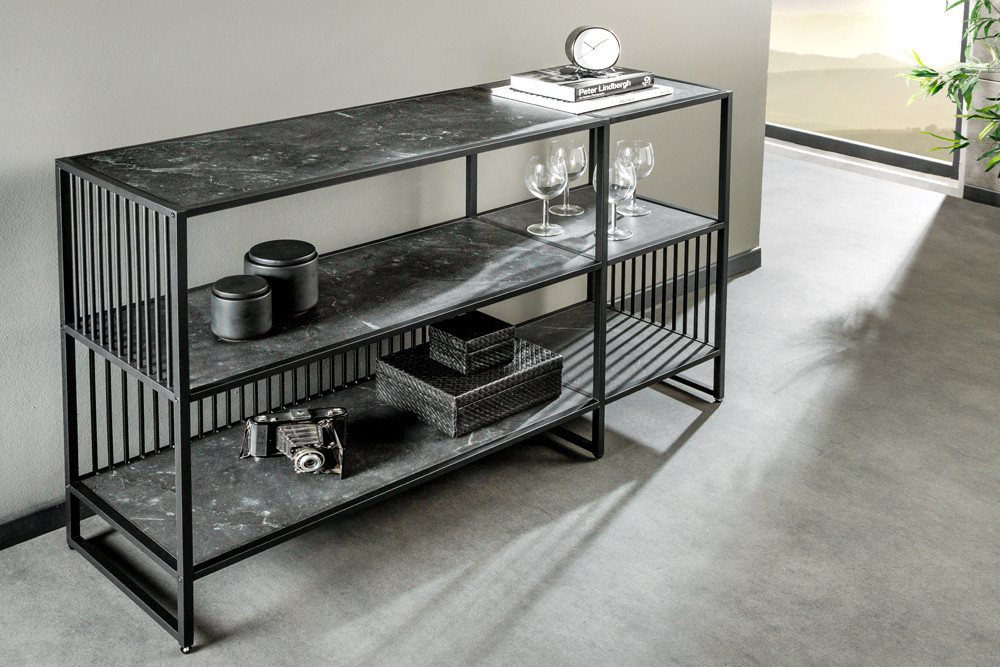 riess-ambiente Bücherregal ARCHITECTURE 120cm graphit · Standregal aus Metall mit 3 Regalböden, Einzelartikel 1-tlg., Wohnzimmer · Marmor-Design · Aufbewahrung · Raumteiler · 6 Ablageböden Bild 2