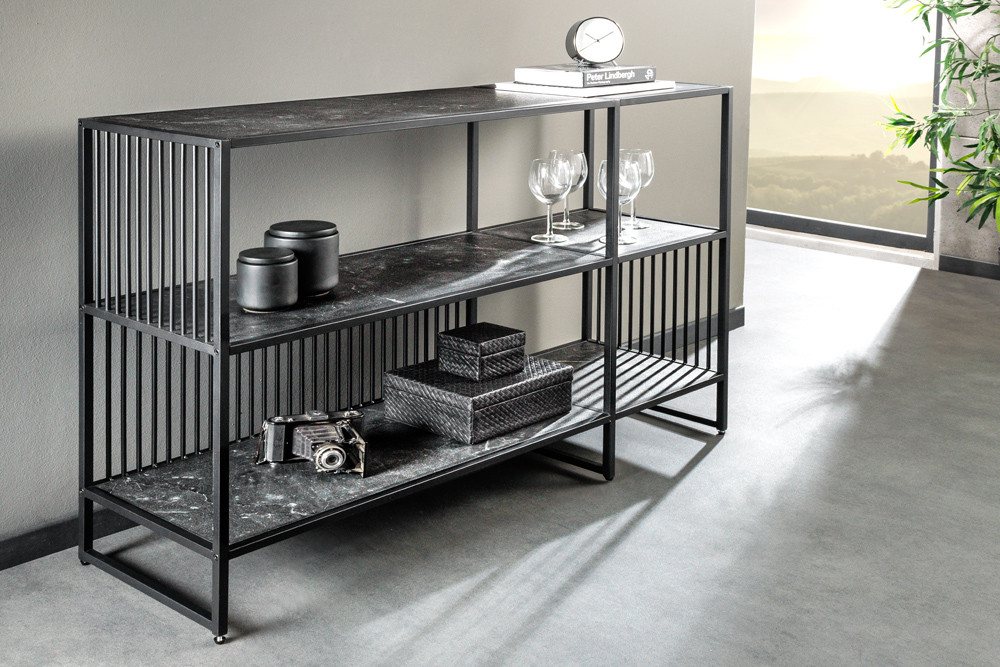 riess-ambiente Bücherregal ARCHITECTURE 120cm graphit · Standregal aus Metall mit 3 Regalböden, Einzelartikel 1-tlg., Wohnzimmer · Marmor-Design · Aufbewahrung · Raumteiler · 6 Ablageböden Bild 3