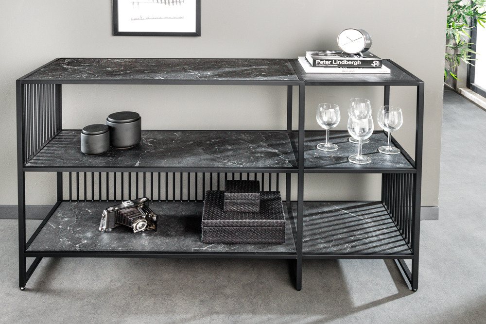 riess-ambiente Bücherregal ARCHITECTURE 120cm graphit · Standregal aus Metall mit 3 Regalböden, Einzelartikel 1-tlg., Wohnzimmer · Marmor-Design · Aufbewahrung · Raumteiler · 6 Ablageböden Bild 4