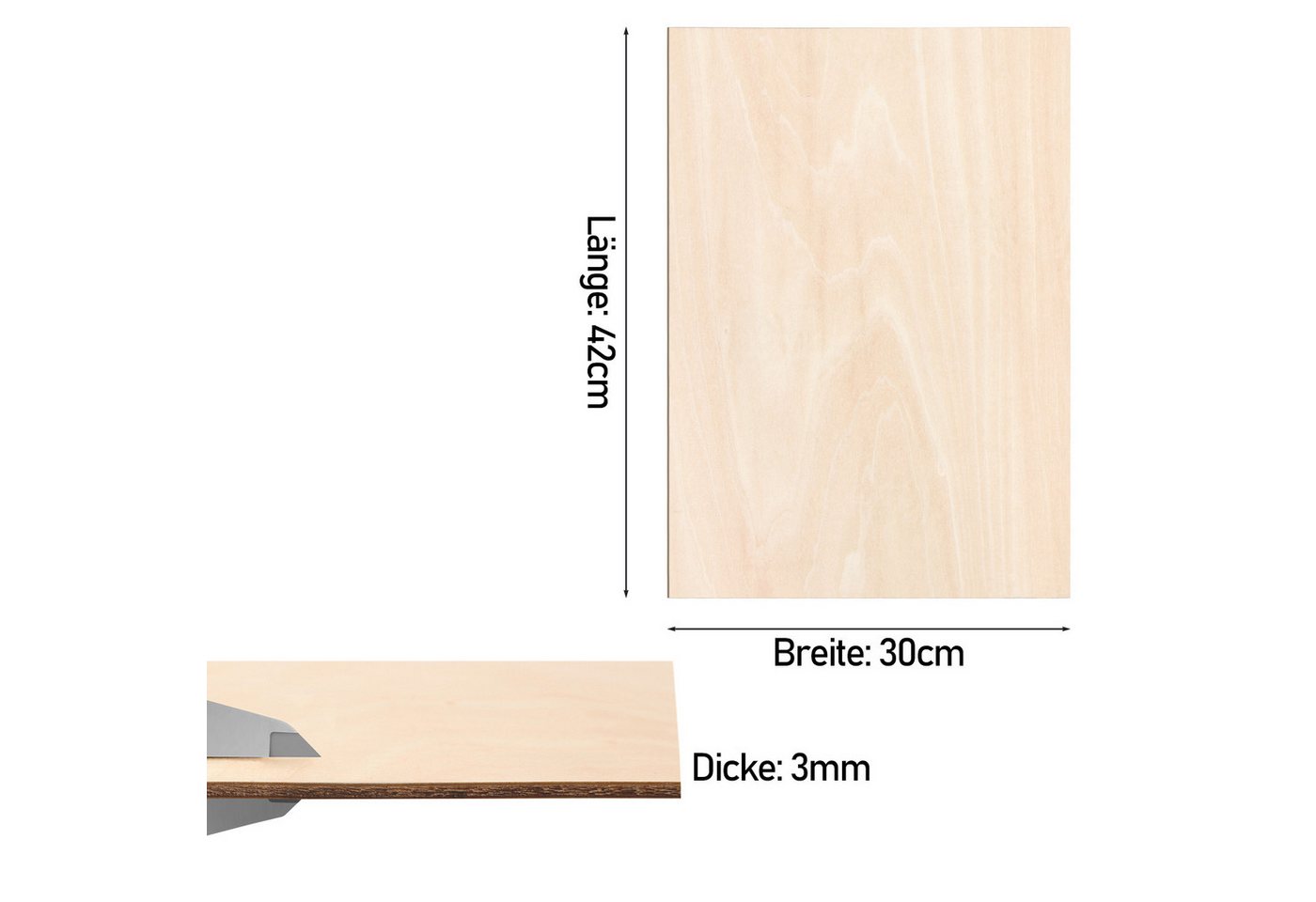 Clanmacy Bastelnaturmaterial Sperrholzplatte Linde 3mm Birkensperrholz Dünne Holz-Zuschnitte,10xA3, (10-tlg) Bild 4