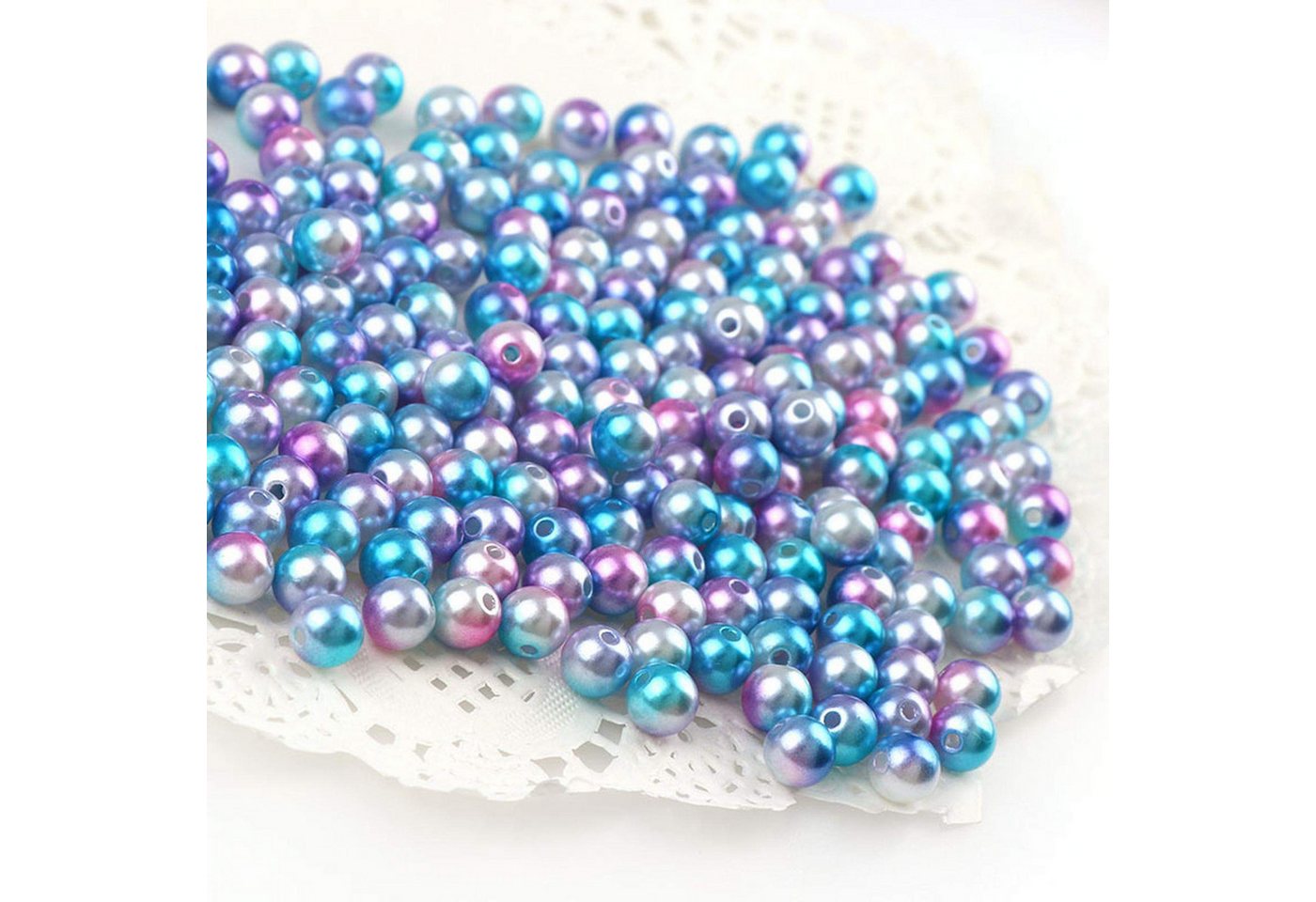 Kopper-24 Bastelperlen Wachsperlen bunt schimmernd ca. 100 Stück, 10mm, blau, weiß, rosa Bild 4