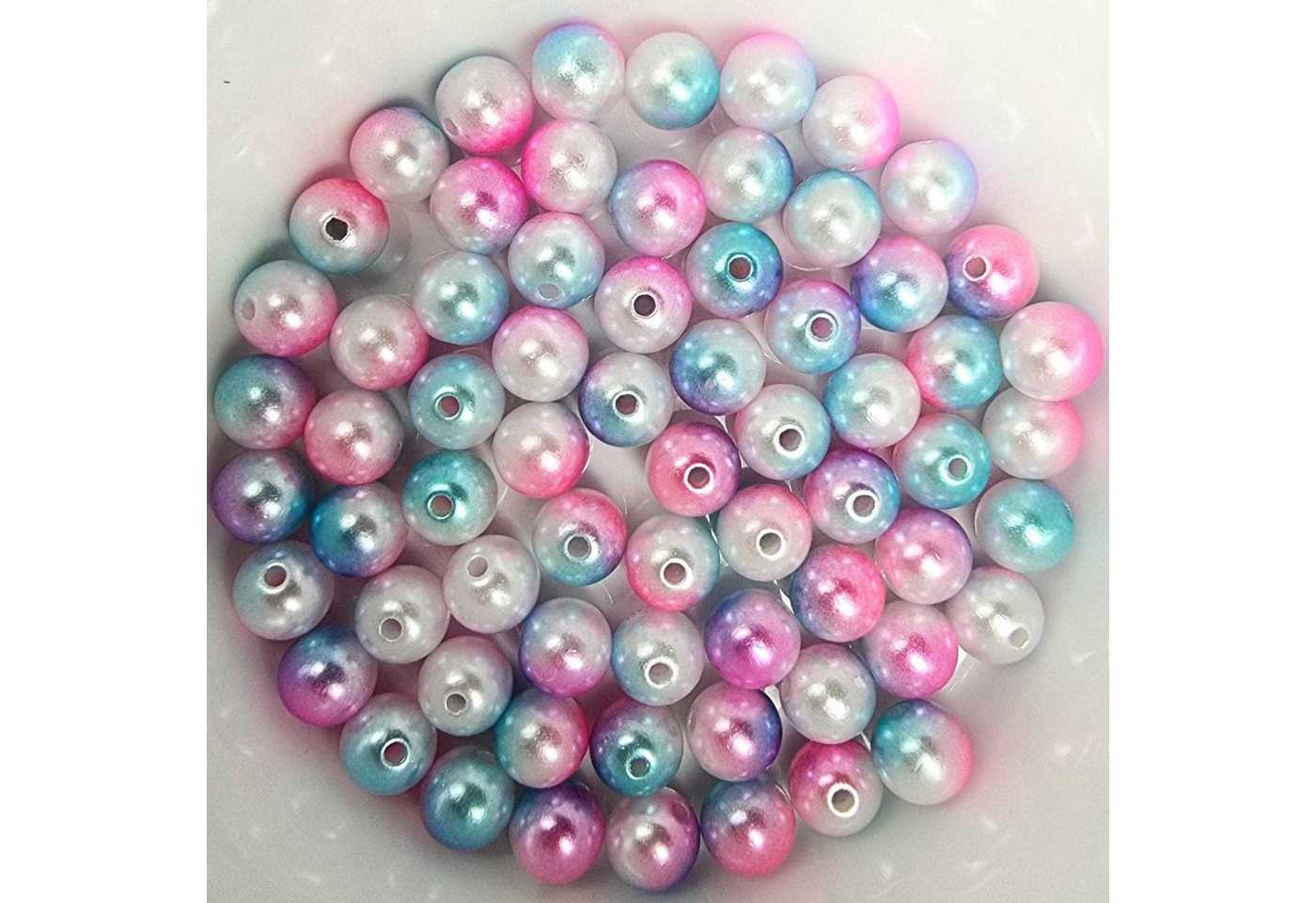 Kopper-24 Bastelperlen Wachsperlen bunt schimmernd ca. 100 Stück, 10mm, pink, gelb, weiß Bild 4