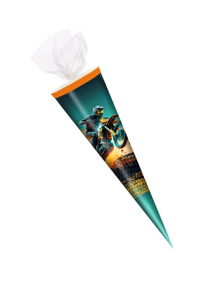 Livepac Office Schultüte Schultüte / Zuckertüte / 35cm / rund / Tüllverschluss / "Motorcross