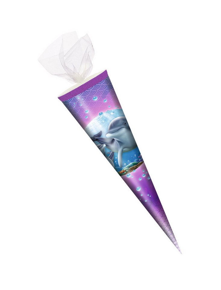Livepac Office Schultüte Schultüte / Zuckertüte / 35cm / rund / Tüllverschluss / "Delfin