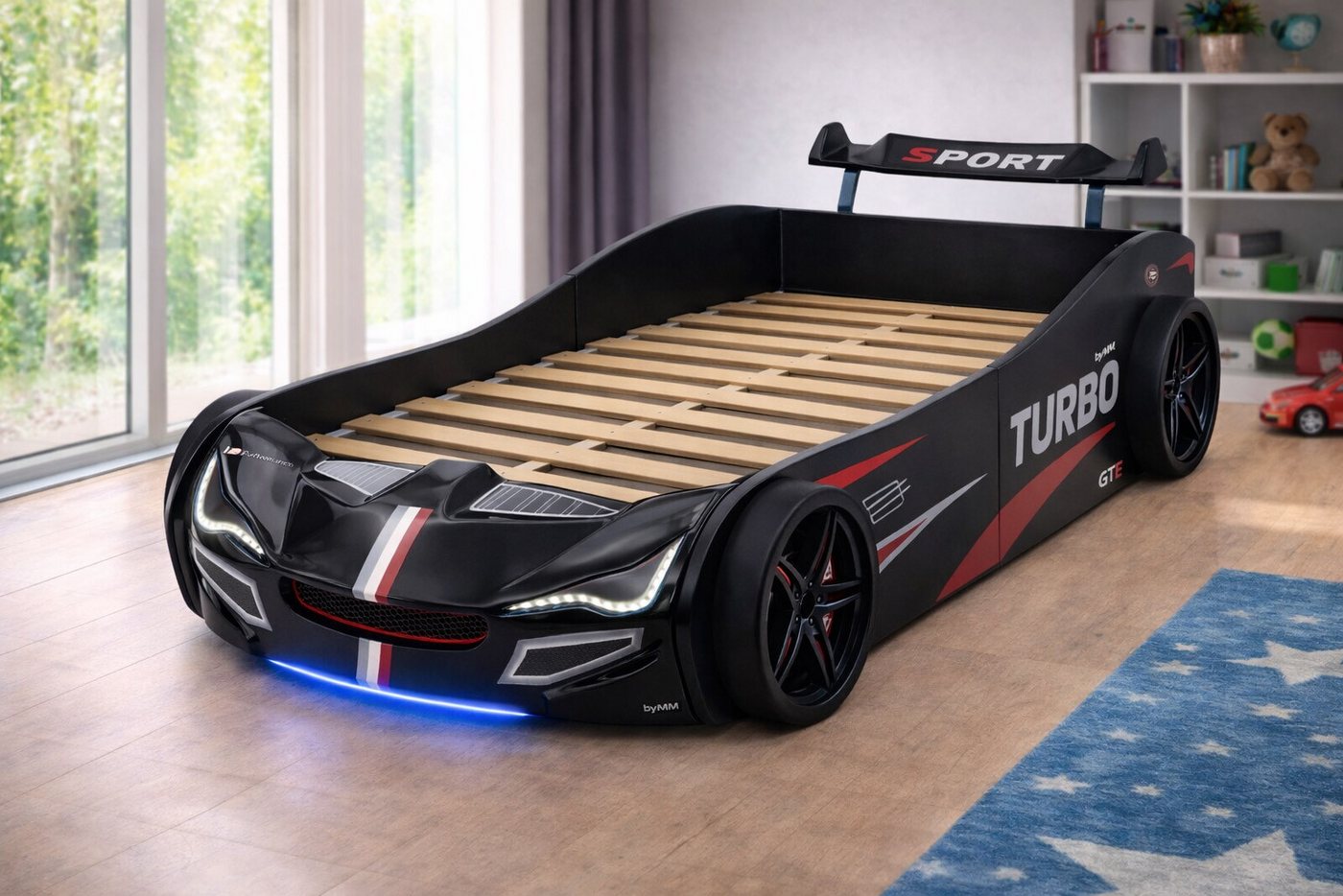 Aileenstore Autobett TURBO GTE (ohne Zubehör), Kinderbett 90x200, Lattenrost,LED,Unterbodenlicht,Sound,Fernbedienung Bild 5