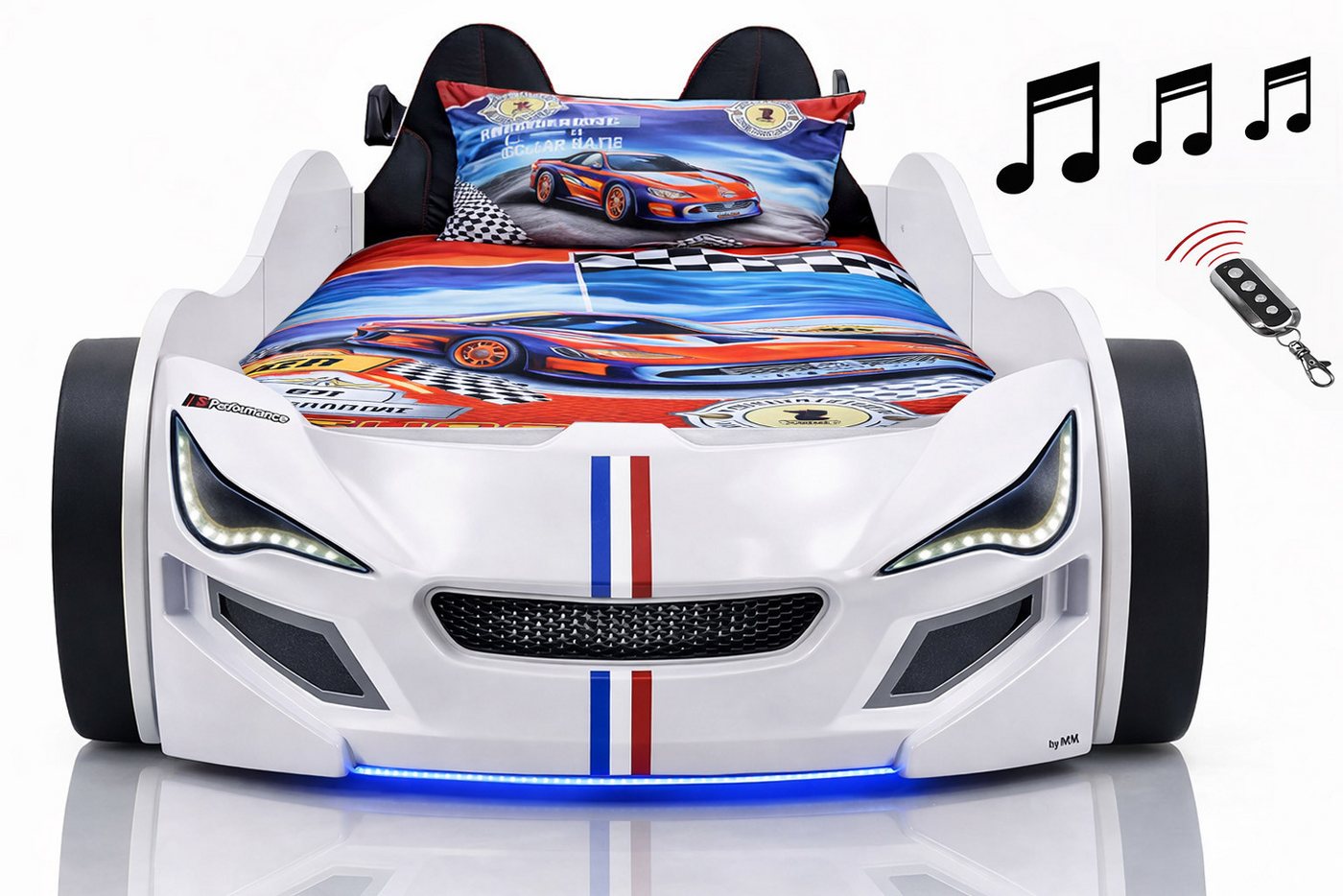 Aileenstore Autobett TURBO GTE (inkl. Zubehör), Kinderbett 90x200, Lattenrost,LED,Unterbodenlicht,Sound,Fernbedienung Bild 5