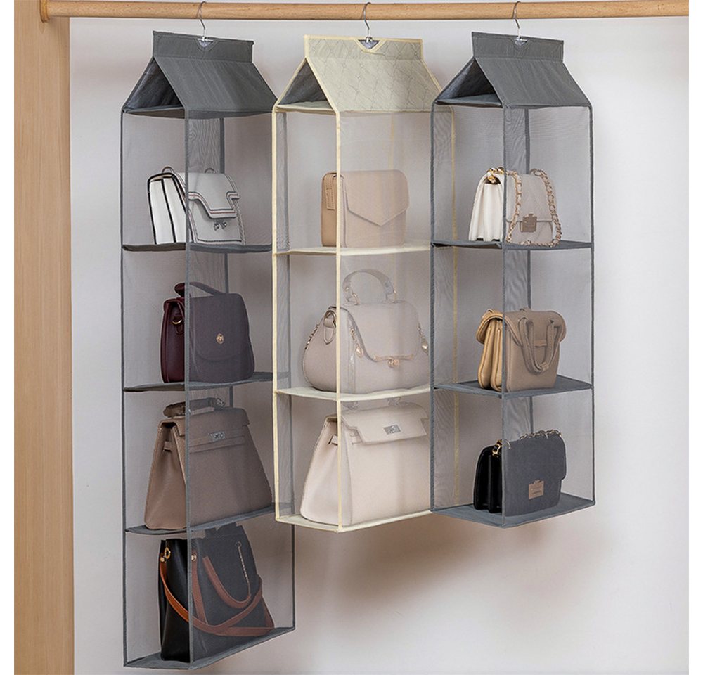 JASLIFE Hängeregal Taschen Organizer für Kleiderschrank, Handtaschen Organizer mit Mesh, Taschen Organizer mit Mesh, beidseitig offen, platzsparend und stabil Bild 3