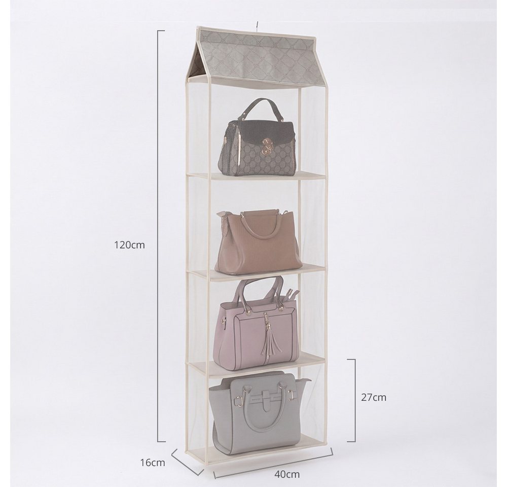 JASLIFE Hängeregal Taschen Organizer für Kleiderschrank, Handtaschen Organizer mit Mesh, Taschen Organizer mit Mesh, beidseitig offen, platzsparend und stabil Bild 4