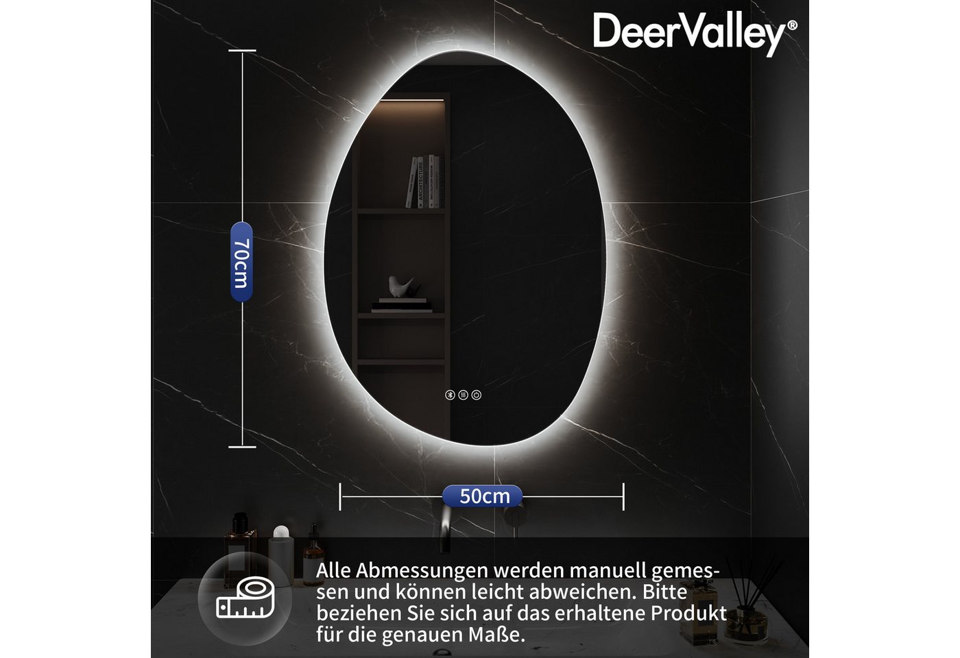 DeerValley Spiegelschrank DeerValley Badezimmer Wandspiegel, Antibeschlag Bluetooth Lautsprecher automatische Abschaltung energiesparend Bild 3