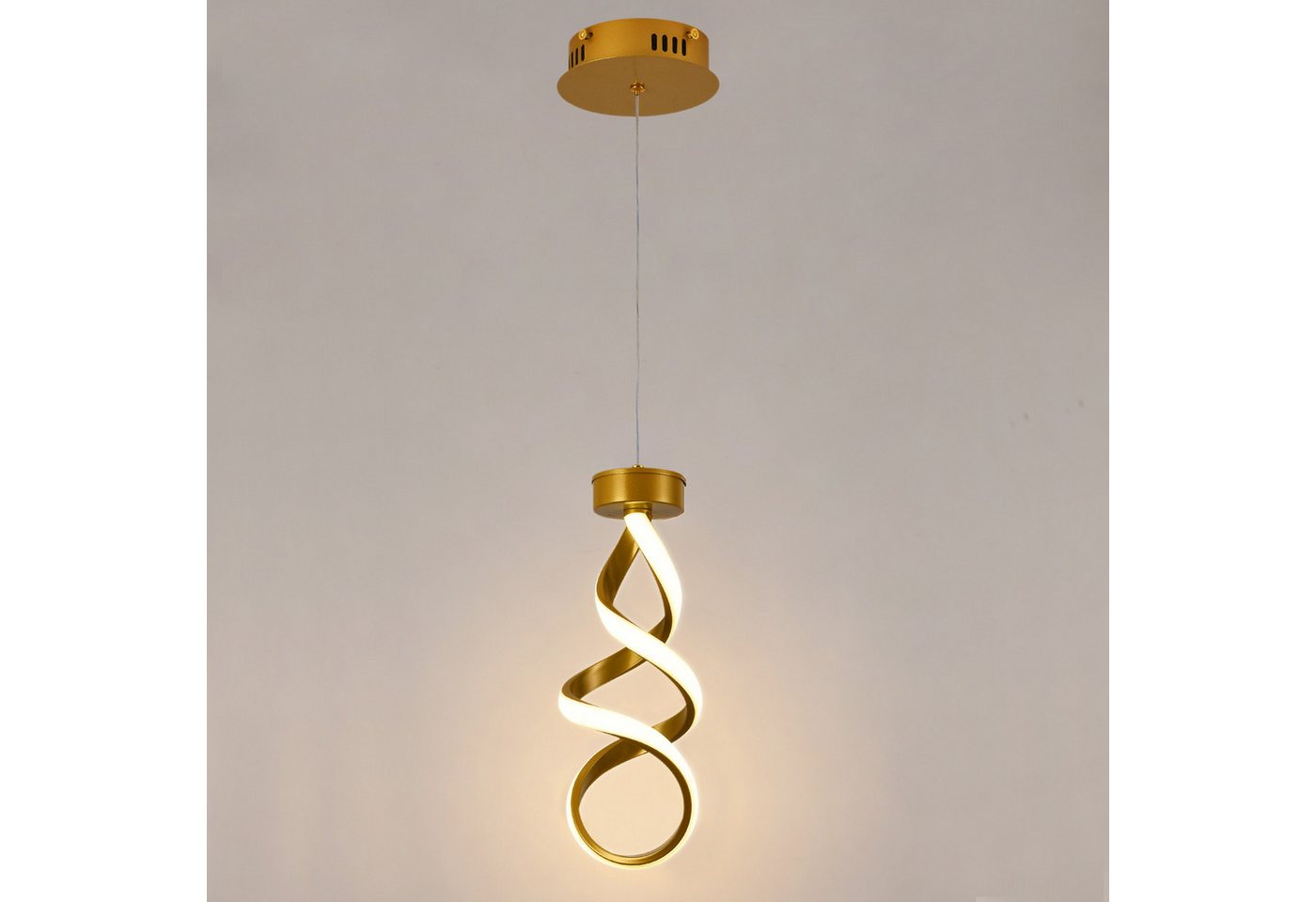 JDONG Pendelleuchte Moderne LED Hängeleuchte Spirale 150cm Höhenverstellbar, LED fest integriert, 3000K Warmweiß, Gold/Schwarz, 35H*15D Hängeleuchte für Esszimmer Wohnzimmer Bar Küche Bild 4