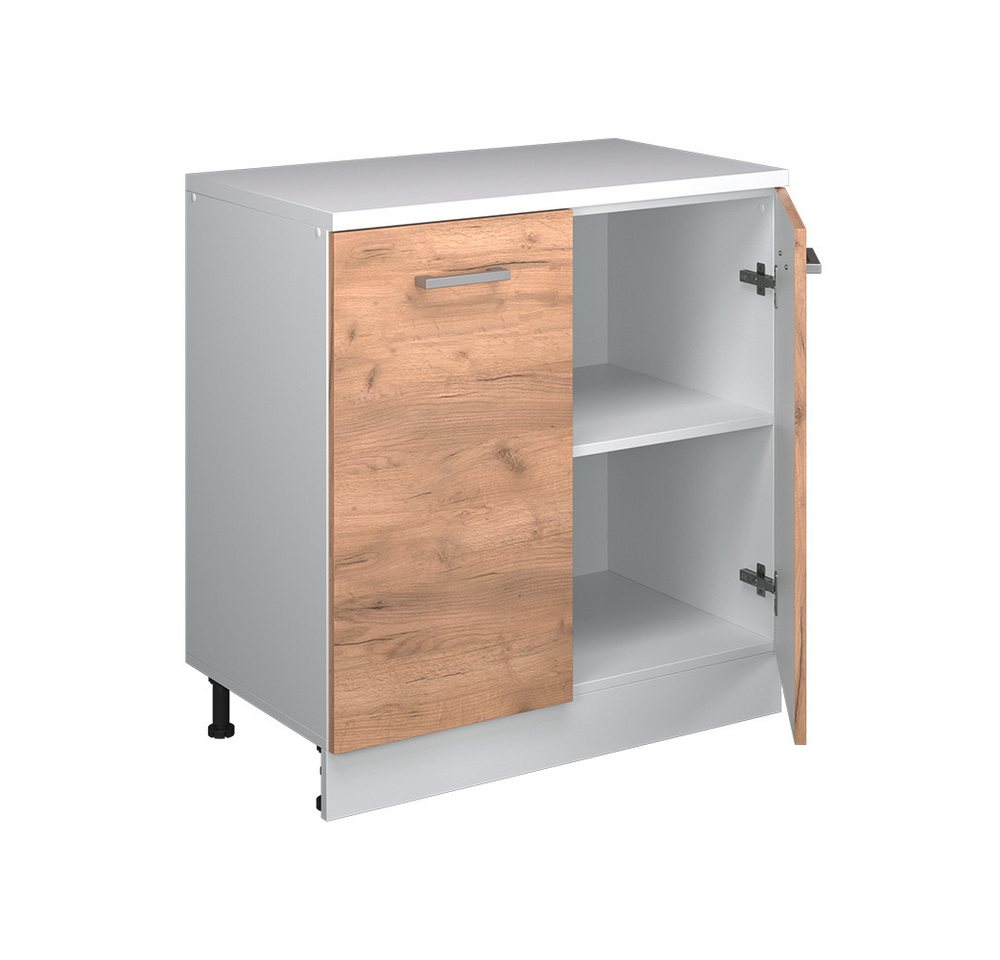 Vicco Kommode Rion, Goldkraft Eiche/Weiß, 80 x 46 cm ohne Schräge mit 2 Türen