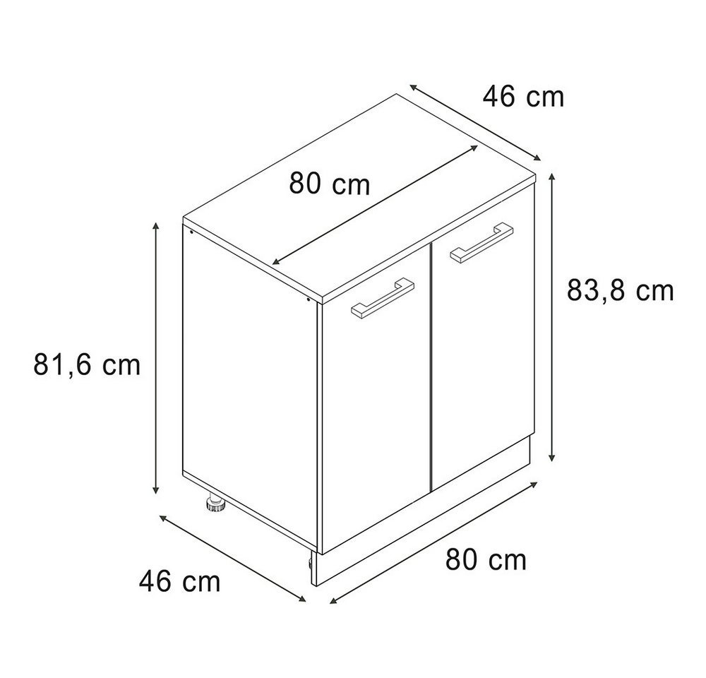 Vicco Kommode Rion, Goldkraft Eiche/Weiß, 80 x 46 cm ohne Schräge mit 2 Türen Bild 5