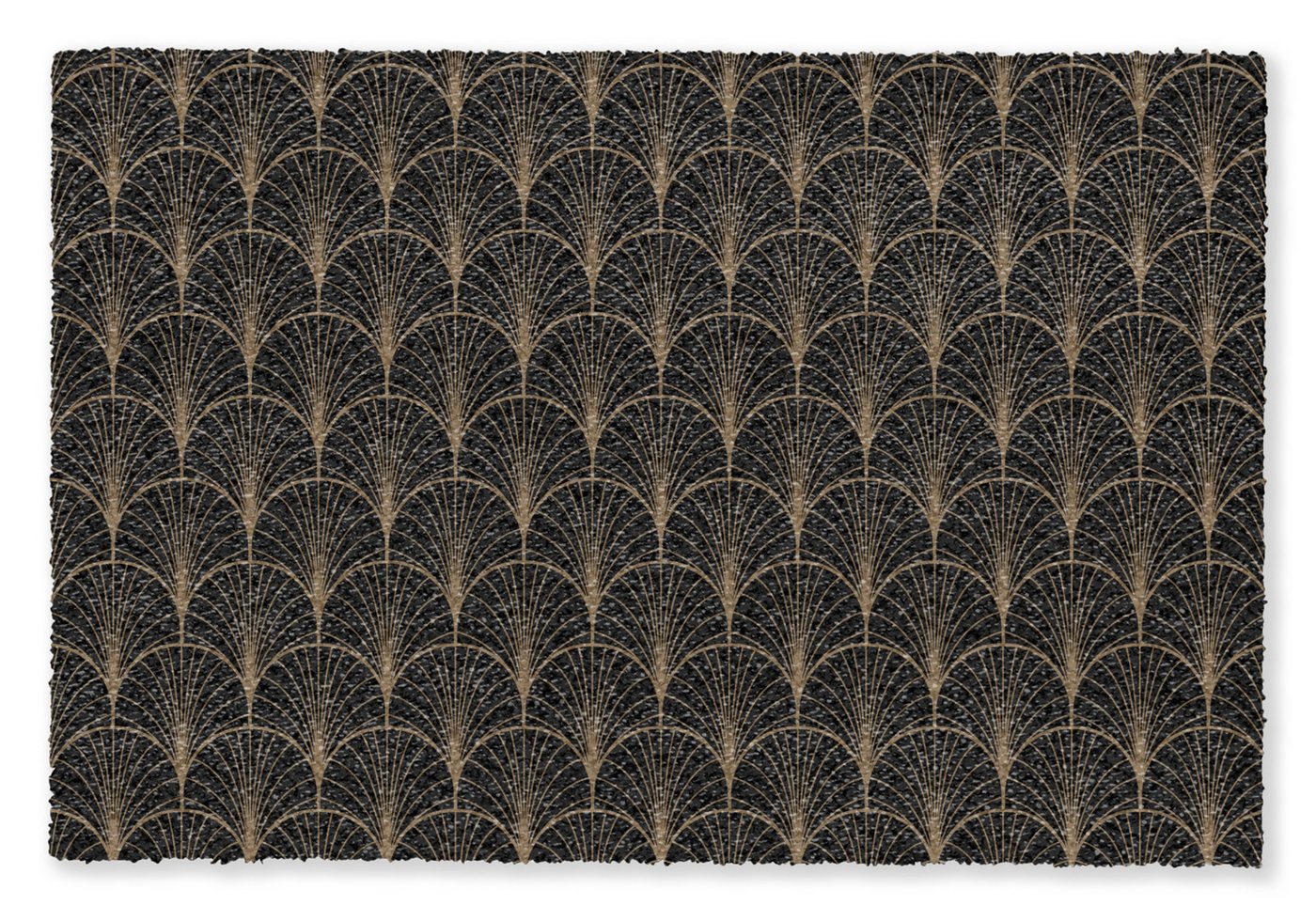 MuchoWow Fußmatte Gold - Fächer - Schwarz, Rechteckig, innen Schmutzfangmatte, Tür, Schmutzfänger Flur, Teppich 60x40 cm Bild 2