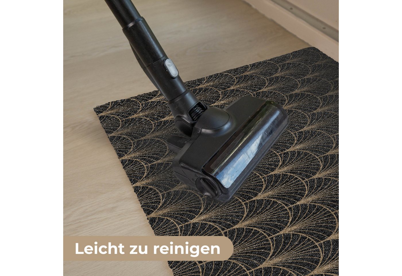 MuchoWow Fußmatte Gold - Fächer - Schwarz, Rechteckig, innen Schmutzfangmatte, Tür, Schmutzfänger Flur, Teppich 60x40 cm Bild 4
