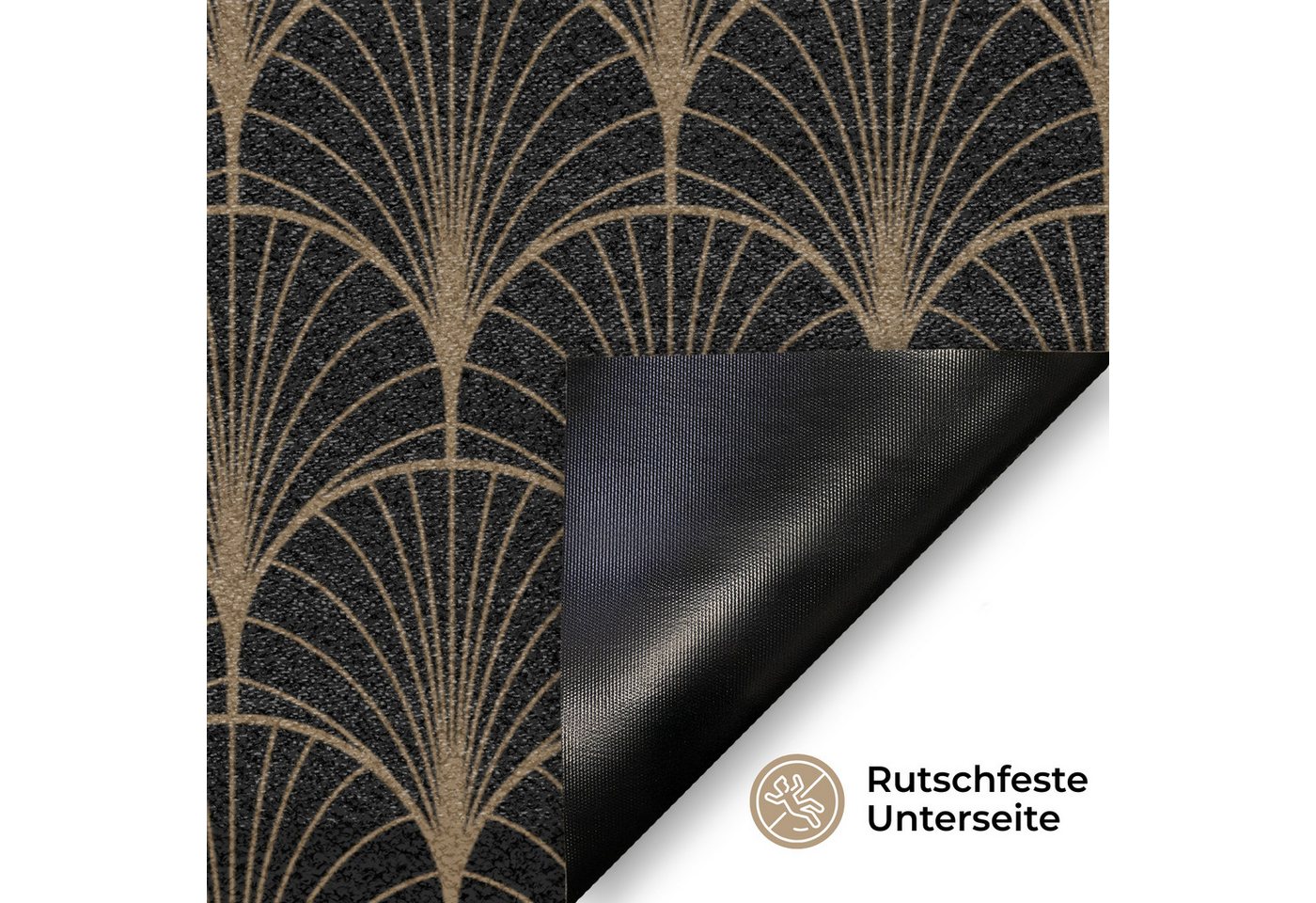 MuchoWow Fußmatte Gold - Fächer - Schwarz, Rechteckig, innen Schmutzfangmatte, Tür, Schmutzfänger Flur, Teppich 60x40 cm Bild 5