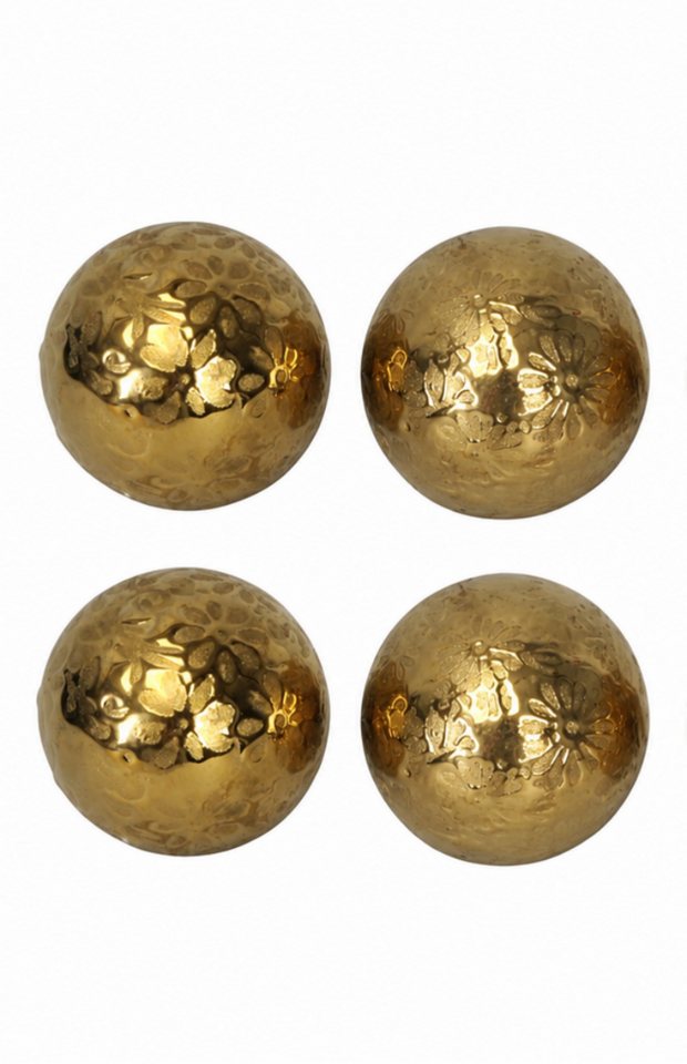 finehomegarden Teichfigur Schwimmkugel gold Ø4cm Blüten Porzellan 2fach sort. (4er Set), (Set, 4-St., 4tlg), Schwimmende Deko Kugeln für Teich & Wasserschalen Garten Bild 2